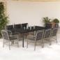 Preview: ARDEBO.de - 9-tlg. Garten-Essgruppe mit Kissen Hellgrau Poly Rattan