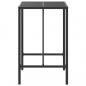 Preview: Bartisch mit Glasplatte Schwarz 70x70x110 cm Poly Rattan