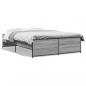 Preview: ARDEBO.de - Bettgestell Grau Sonoma 135x190 cm Holzwerkstoff und Metall