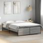 Preview: Bettgestell Grau Sonoma 135x190 cm Holzwerkstoff und Metall