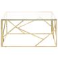 Preview: Couchtisch Golden Edelstahl und Hartglas