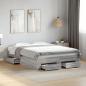 Preview: Bettgestell mit Schubladen Grau Sonoma 140x190 cm Holzwerkstoff