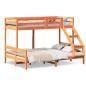Preview: ARDEBO.de - Etagenbett 90x200/140x200 cm Wachsbraun Massivholz Kiefer
