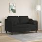 Preview: ARDEBO.de - 2-Sitzer-Sofa mit Zierkissen Schwarz 120 cm Stoff