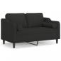 Preview: 2-Sitzer-Sofa mit Zierkissen Schwarz 120 cm Stoff