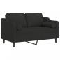 Preview: 2-Sitzer-Sofa mit Zierkissen Schwarz 120 cm Stoff