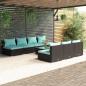 Preview: ARDEBO.de - 8-tlg. Garten-Lounge-Set mit Kissen Poly Rattan Schwarz
