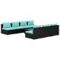 Preview: 8-tlg. Garten-Lounge-Set mit Kissen Poly Rattan Schwarz
