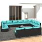 Preview: ARDEBO.de - 14-tlg. Garten-Lounge-Set mit Kissen Schwarz Poly Rattan