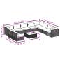 Preview: 11-tlg. Garten-Lounge-Set mit Kissen Schwarz Poly Rattan