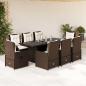 Preview: ARDEBO.de - 9-tlg. Garten-Essgruppe mit Kissen Braun Poly Rattan