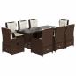 Preview: 9-tlg. Garten-Essgruppe mit Kissen Braun Poly Rattan