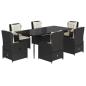 Preview: 7-tlg. Garten-Essgruppe mit Kissen Schwarz Poly Rattan
