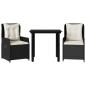Preview: 3-tlg. Garten-Essgruppe mit Kissen Schwarz Poly Rattan