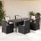 Preview: ARDEBO.de - 7-tlg. Garten-Essgruppe mit Kissen Schwarz Poly Rattan