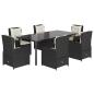 Preview: 7-tlg. Garten-Essgruppe mit Kissen Schwarz Poly Rattan