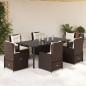 Preview: ARDEBO.de - 7-tlg. Garten-Essgruppe mit Kissen Braun Poly Rattan