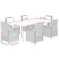 Preview: 7-tlg. Garten-Essgruppe mit Kissen Braun Poly Rattan