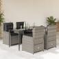 Preview: ARDEBO.de - 5-tlg. Garten-Essgruppe mit Kissen Hellgrau Poly Rattan
