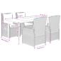 Preview: 5-tlg. Garten-Essgruppe mit Kissen Hellgrau Poly Rattan