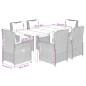 Preview: 7-tlg. Garten-Essgruppe mit Kissen Grau Poly Rattan