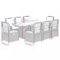 Preview: 9-tlg. Garten-Essgruppe mit Kissen Hellgrau Poly Rattan