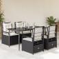 Preview: ARDEBO.de - 5-tlg. Garten-Essgruppe mit Kissen Schwarz Poly Rattan