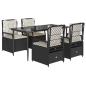 Preview: 5-tlg. Garten-Essgruppe mit Kissen Schwarz Poly Rattan