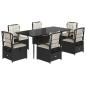 Preview: 7-tlg. Garten-Essgruppe mit Kissen Schwarz Poly Rattan