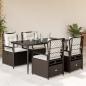 Preview: ARDEBO.de - 5-tlg. Garten-Essgruppe mit Kissen Braun Poly Rattan