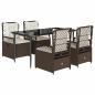 Preview: 5-tlg. Garten-Essgruppe mit Kissen Braun Poly Rattan