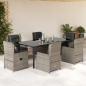 Preview: ARDEBO.de - 7-tlg. Garten-Essgruppe mit Kissen Hellgrau Poly Rattan
