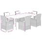 Preview: 7-tlg. Garten-Essgruppe mit Kissen Hellgrau Poly Rattan