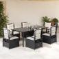 Preview: ARDEBO.de - 7-tlg. Garten-Essgruppe mit Kissen Schwarz Poly Rattan