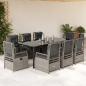 Preview: ARDEBO.de - 9-tlg. Garten-Essgruppe mit Kissen Hellgrau Poly Rattan