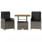 Preview: 3-tlg. Bistro-Set mit Kissen Grau Poly Rattan
