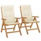 Preview: Gartenstühle mit Kissen 2 Stk. Massivholz Teak