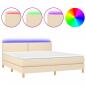 Preview: Boxspringbett mit Matratze & LED Creme 160x200 cm Stoff