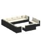 Preview: 13-tlg. Garten-Lounge-Set mit Kissen Schwarz Poly Rattan