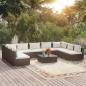 Preview: ARDEBO.de - 10-tlg. Garten-Lounge-Set mit Kissen Poly Rattan Schwarz