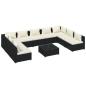 Preview: 10-tlg. Garten-Lounge-Set mit Kissen Poly Rattan Schwarz