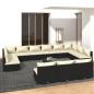 Preview: ARDEBO.de - 14-tlg. Garten-Lounge-Set mit Kissen Schwarz Poly Rattan