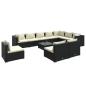 Preview: 11-tlg. Garten-Lounge-Set mit Kissen Poly Rattan Schwarz