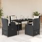 Preview: ARDEBO.de - 5-tlg. Garten-Essgruppe mit Kissen Schwarz Poly Rattan
