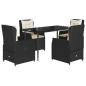 Preview: 5-tlg. Garten-Essgruppe mit Kissen Schwarz Poly Rattan