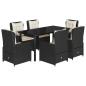 Preview: 7-tlg. Garten-Essgruppe mit Kissen Schwarz Poly Rattan