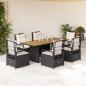 Preview: ARDEBO.de - 7-tlg. Garten-Essgruppe mit Kissen Schwarz Poly Rattan
