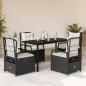 Preview: ARDEBO.de - 5-tlg. Garten-Essgruppe mit Kissen Schwarz Poly Rattan
