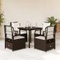 Preview: ARDEBO.de - 5-tlg. Garten-Essgruppe mit Kissen Braun Poly Rattan
