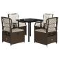 Preview: 5-tlg. Garten-Essgruppe mit Kissen Braun Poly Rattan